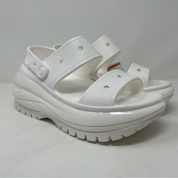 New Crocs Classic Mega Crush Sandal White 207989-100 High Heel Mens 9 Wmns 11 - Picture 1 of 7